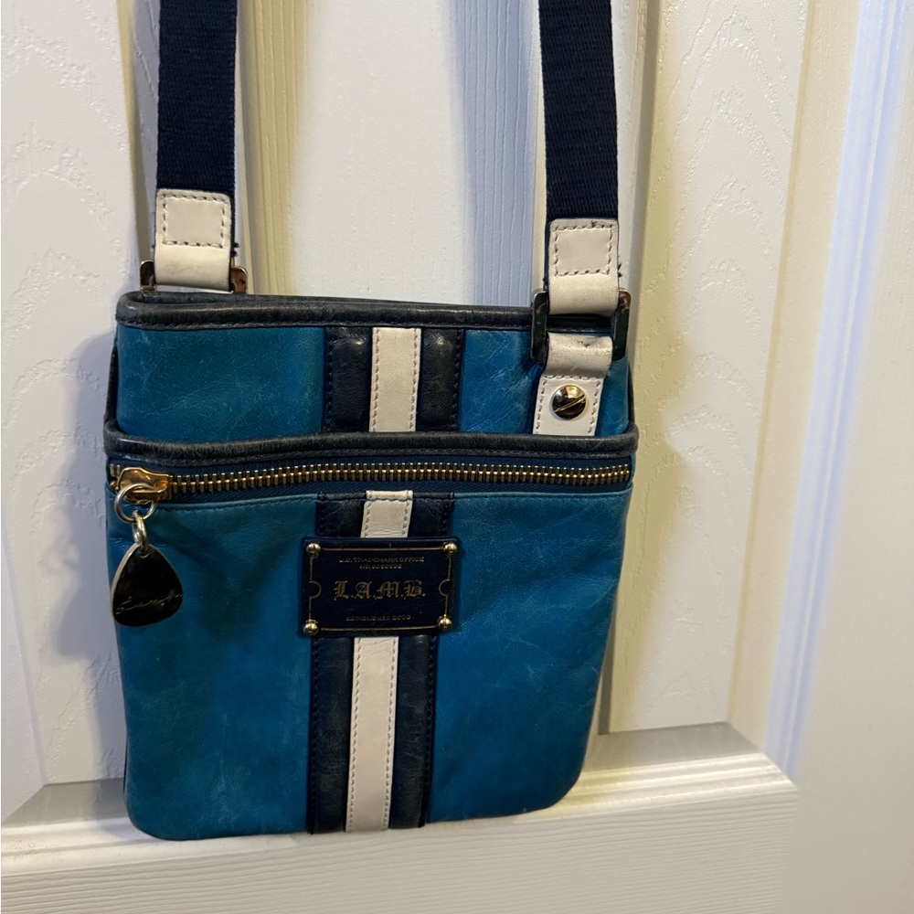 L.A.M.B. Teal and Cream Crossbody Bag